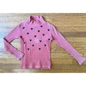Bobo Choses Girls' Ribbed Heart Turtle Neck Size 6-7